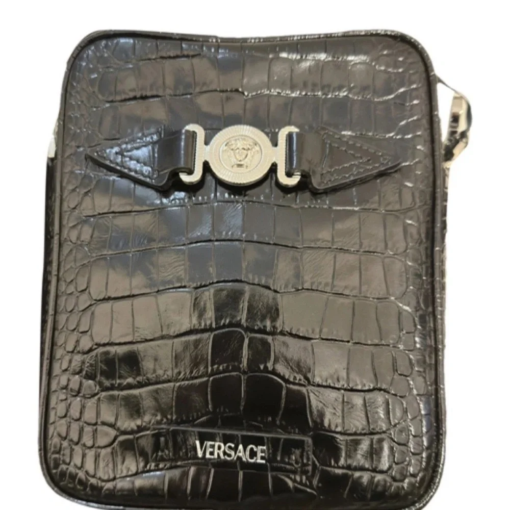 Versace Medusa Biggie crocodile-embossed crossbody bag $1400